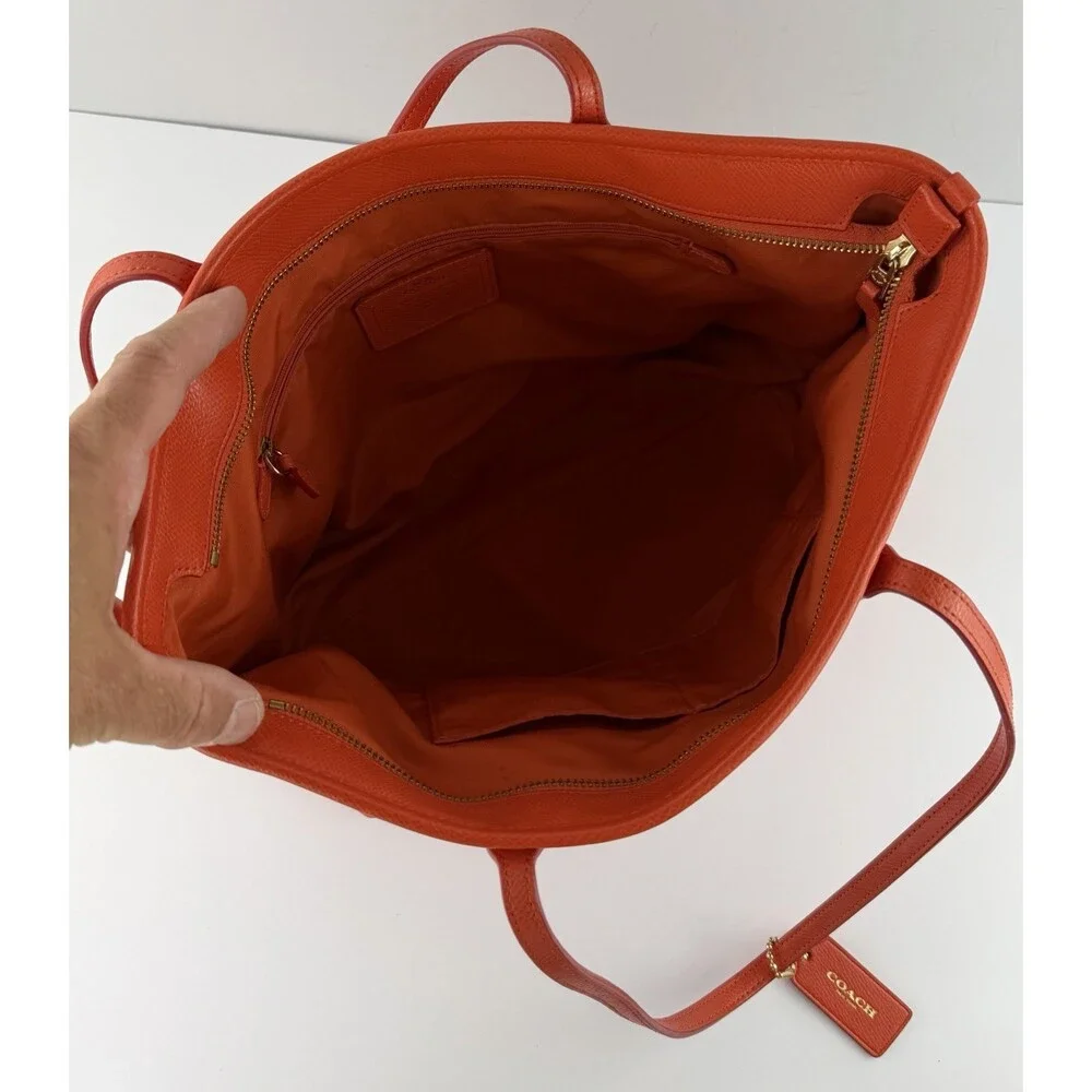 Coach Mini City Zip Tote True Red Orange Leather Purse Shoulder Bag
